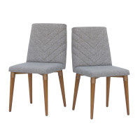 Manhattan Comfort 2-109253 Utopia 2-Piece Chevron Dining Chair in Grey 